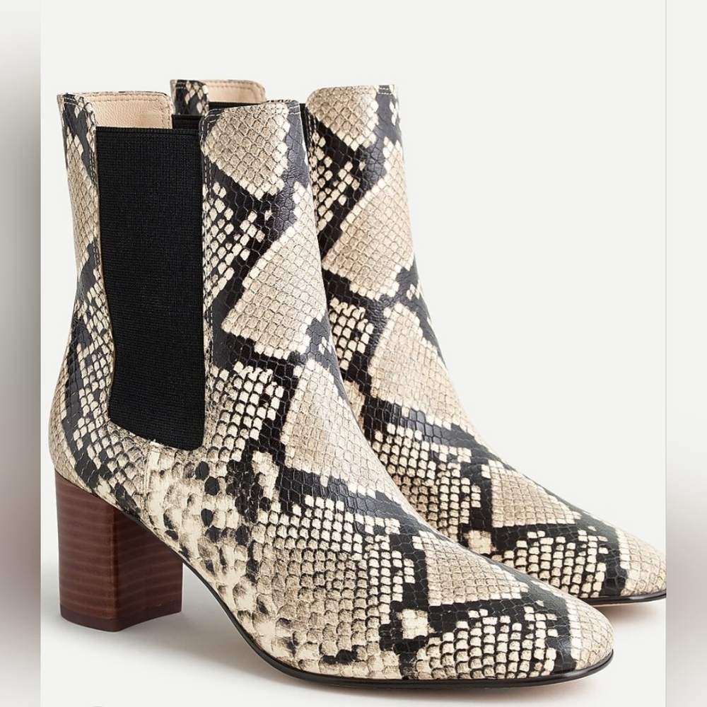 J.Crew Willa Snake Embossed Leather Chelsea Boots